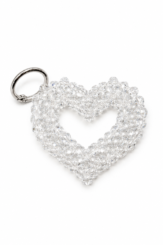 Handmade Crystal Beaded Heart Keychain