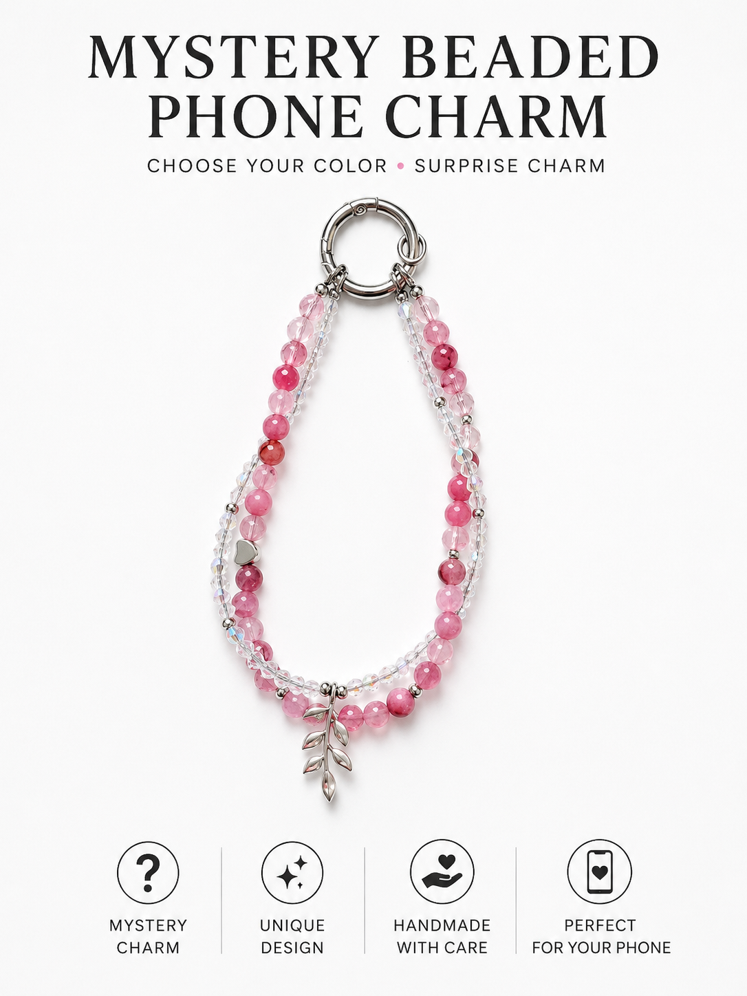 Mystery Beaded Phone Charm – Choose Your Color